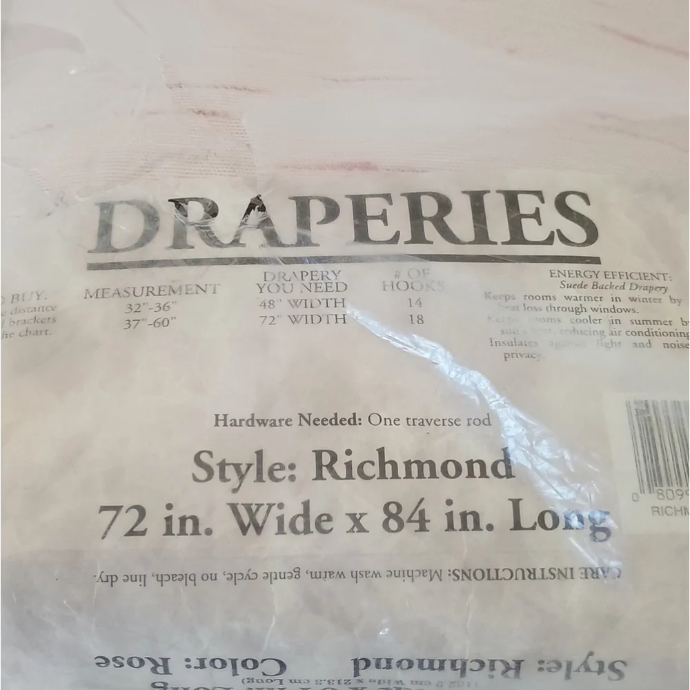 Vintage Draperies 1 Pair Pinch Pleated Draperies W/ Tiebacks Richmond Rose 72x84